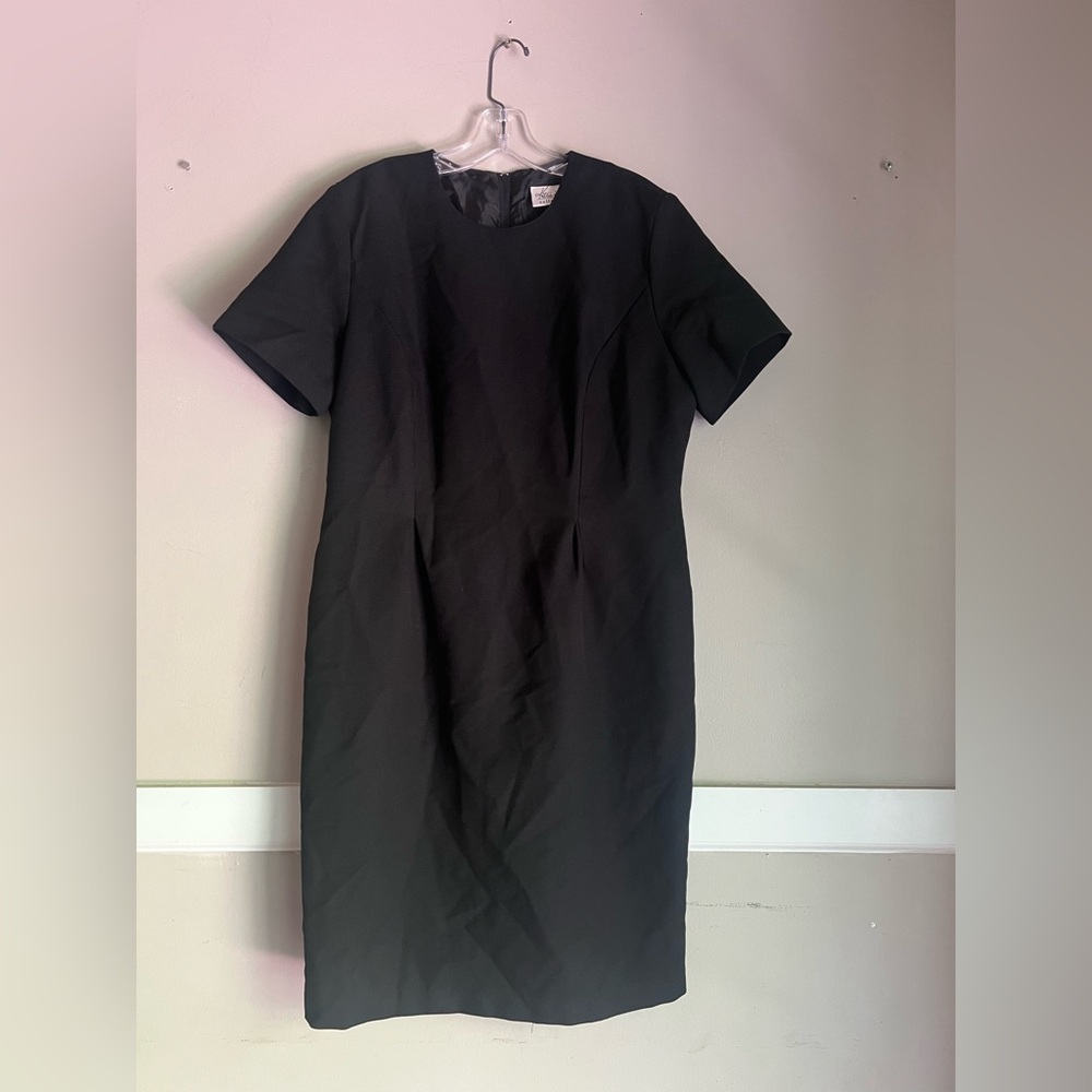 Kathie Lee Collection Black Short Sleeve Midi Sheath Dress